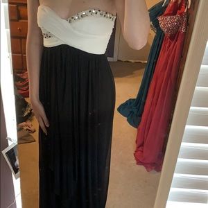 Strapless Black and white homecoming/bridesmaid